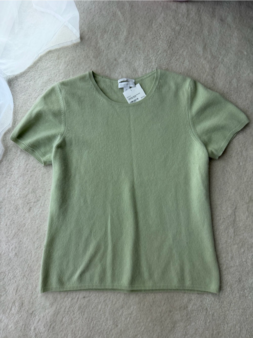 Charter Club Cashmere Mint Green Short Sleeve Knit Top